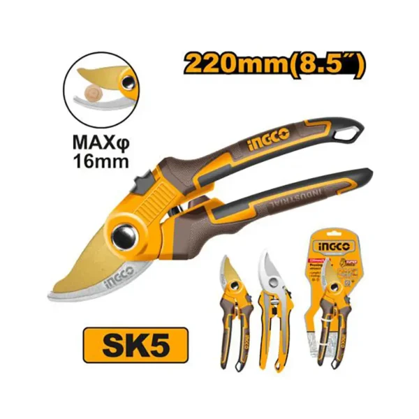 Sécateur professionnel INGCO – 220 mm lame anti-corrosion - fingodor.com Sécateur INGCO 220mm lame carbone avec revêtement Teflon