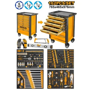 Chariot à outils INGCO 162 pièces avec 7 tiroirs verrouillables