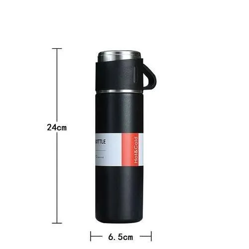 Thermos inox noir 500ml avec poignée – 24x6.5 cm - fingodor.com Thermos isotherme noir avec poignée et dimensions 24cm x 6.5cm