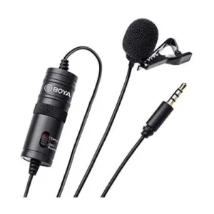 Micro cravate BOYA à clip simple avec câble TRRS et module intégré.