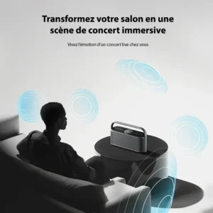 Enceinte Bluetooth offrant un son immersif, recréant l’ambiance d’un concert en direct.