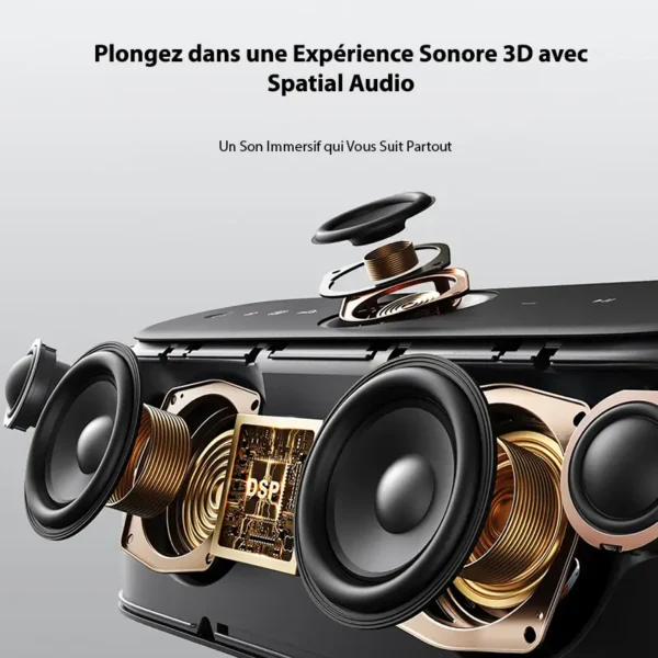 Profitez d’un Son Immersif avec Spatial Audio et DSP - fingodor.com Technologie DSP et Spatial Audio avec un driver multidirectionnel pour une immersion sonore totale.