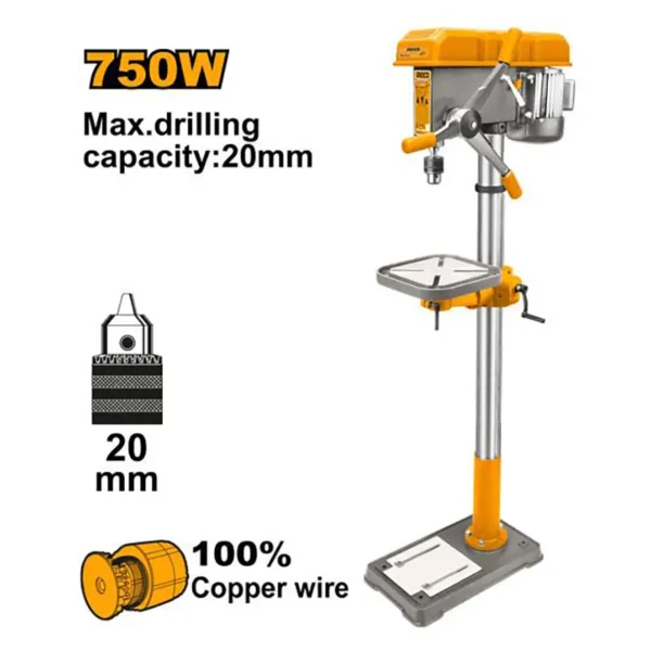 Perceuse à colonne INGCO 750W avec capacité de perçage 20 mm