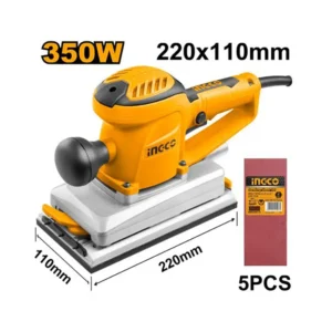 Ponceuse vibrante INGCO 350W avec base 110x220mm et 5 abrasifs