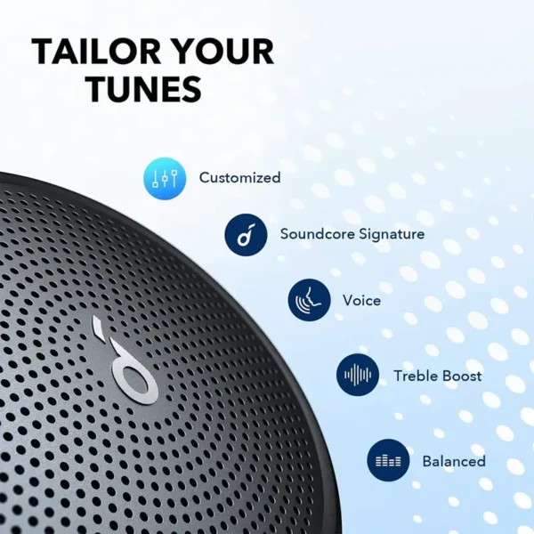 Paramètres audio personnalisables via l’application Soundcore