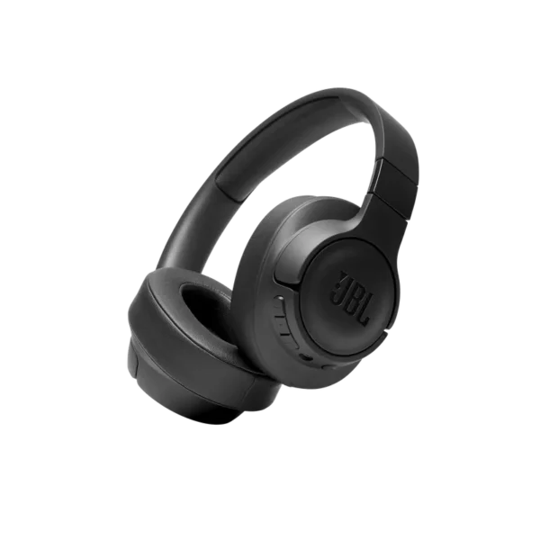 Casque JBL TUNE 710BT - Vue latérale avec boutons. - fingodor.com Casque JBL TUNE 710BT noir avec boutons de commande visibles.