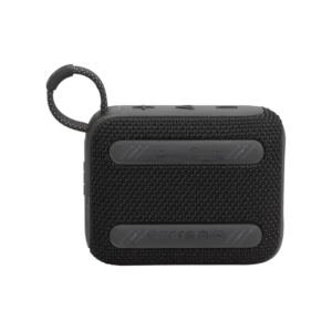 Vue arrière de l'enceinte Bluetooth JBL GO 4 avec revêtement en tissu et patins antidérapants.