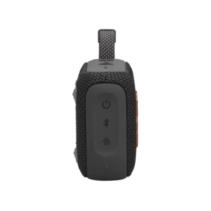 Boutons de contrôle de l'enceinte JBL GO 4 pour la gestion de la musique et de l'alimentation.