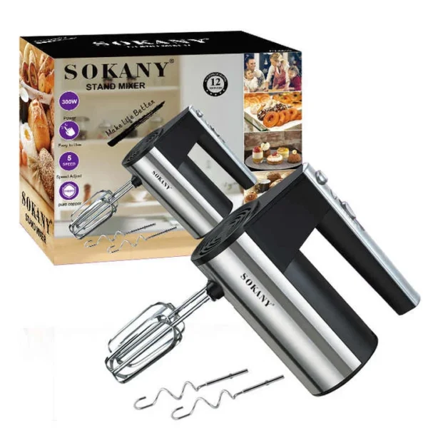 Sokany Batteur Électrique 300W | 5 Vitesses | Acier Inoxydable - fingodor.com