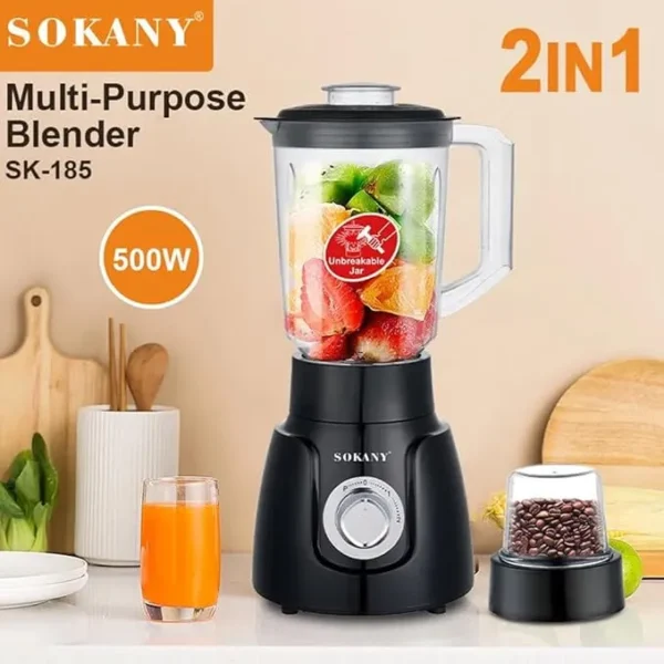 Sokany SK-185 Blender 2-en-1 | 500W | Multi-usage robuste - fingodor.com