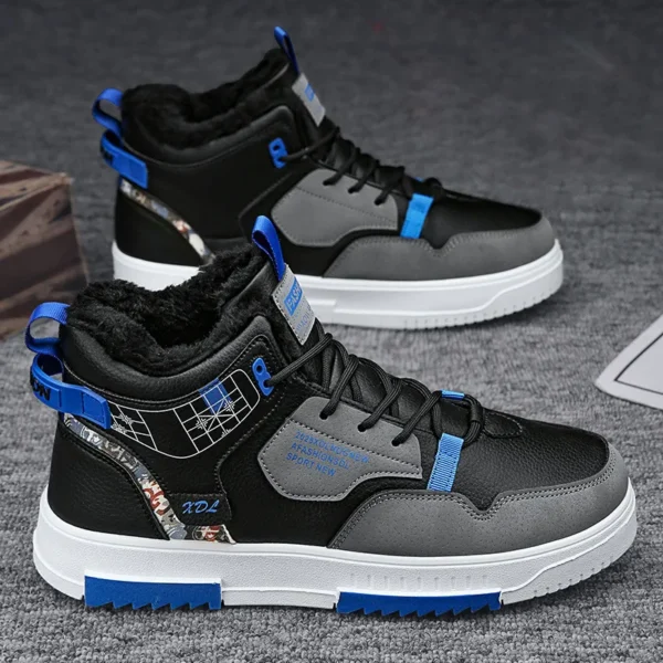 Baskets montantes homme fourrées noir bleu - fingodor.com Baskets montantes homme noir et bleu doublées en fourrure