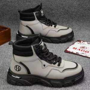 Bottine montante noire - grise style streetwear robuste – Image 2