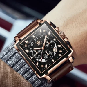 OLEVS Montre Homme Luxe – Cuir Véritable & Chronographe – Image 3