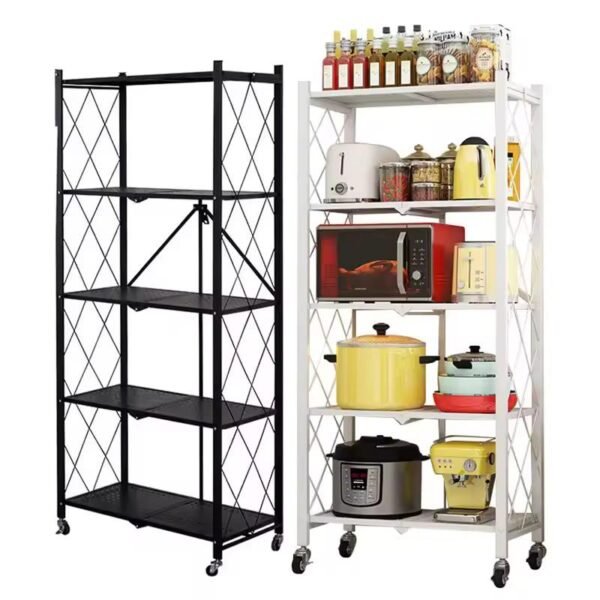 Étagère de rangement pliable à roulettes 5 niveaux - fingodor.com