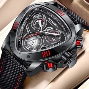 Montre FOXBOX Homme – Chronographe Sport Étanche Noire – Image 2