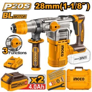 Perceuse Marteau Brushless INGCO 20V – Kit Complet
