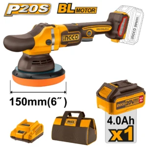 Polisseuse orbitale INGCO 20V – 150mm, Brushless, 4.0Ah